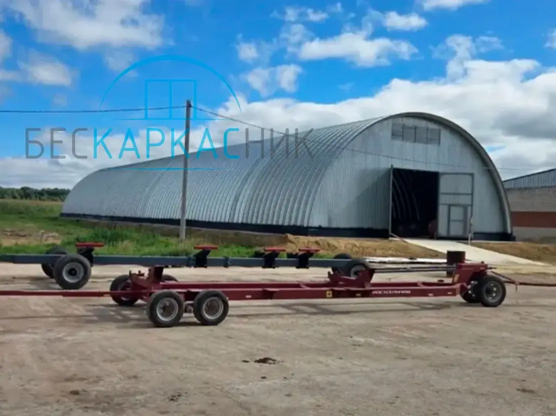 Бескаркасное арочное зернохранилище 16×60 м